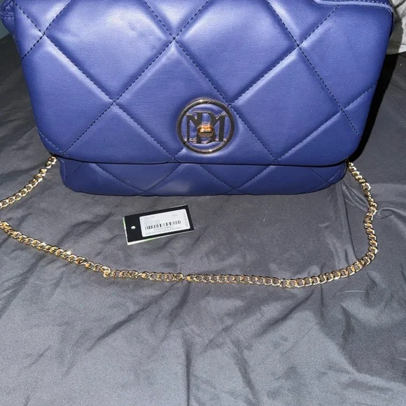 Badgley Mischka Royal Blue Quilted Crossbody Bag - Picture 1 of 1
